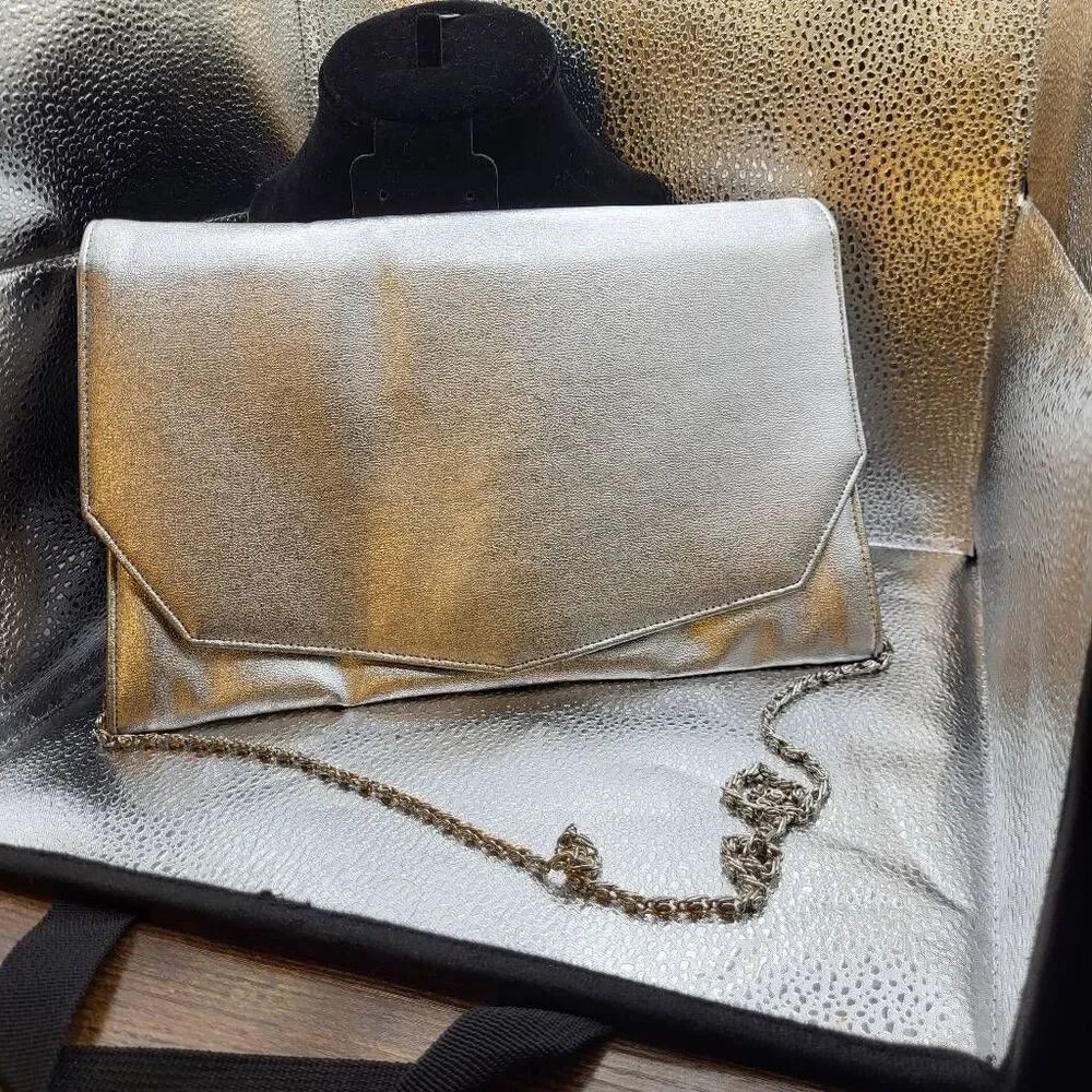 Vintage 60s Ande Faux Leather Silver Satchel Bag
